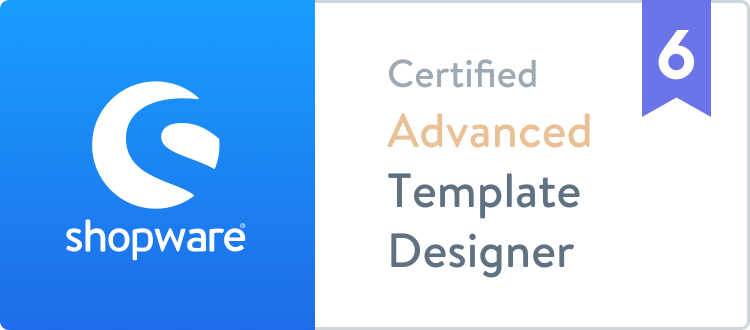 Shopware 6 Certified Advanced Template Designer | AGIQON Shopware Agentur Shopware 6 Certified Advanced Template Designer | AGIQON Shopware Agentur