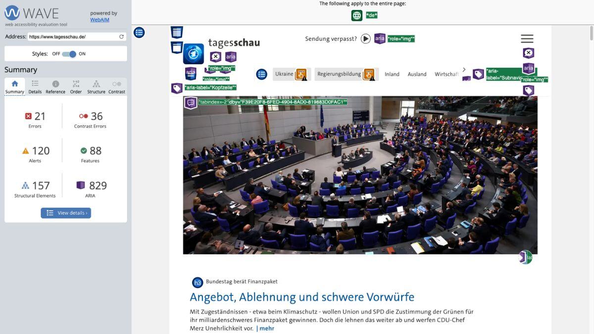 WAVE-Test tagesschau.de